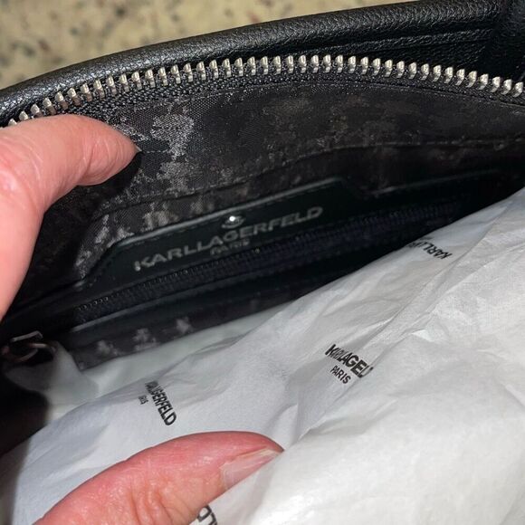 Karl Lagerfeld Womens Embossed Logo Maybelle Satchel Crossbody Black Medium NWT - Picture 6 of 12